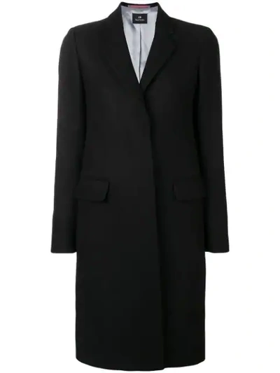 Ps By Paul Smith Concealed Front Coat - Black In Black