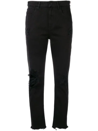 Alexander Wang T Destroyed Detailed Jeans In Black