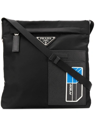 Prada Logo Printed Shoulder Bag - Black