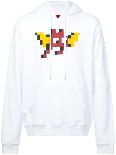 Mostly Heard Rarely Seen 8-bit Flying Bat Print Hoodie In White