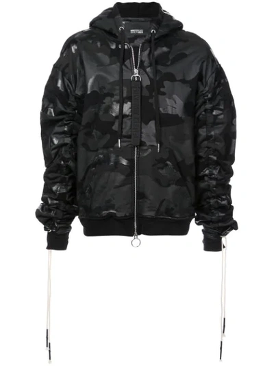 Mostly Heard Rarely Seen Boxy Camouflage Zip-up Hoodie In Black