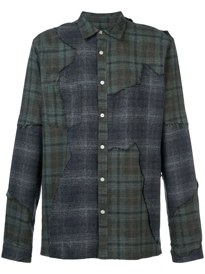 Mostly Heard Rarely Seen Distressed Plaid Shirt In Green