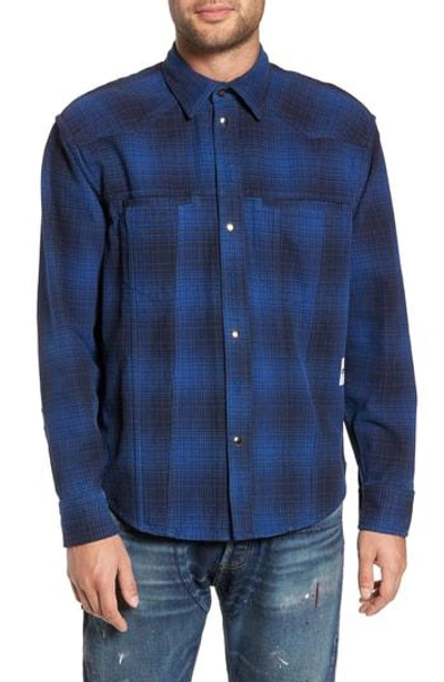 Mr Completely Western Flannel Slim Shirt In Blue