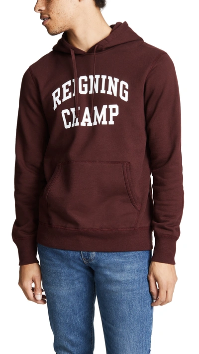 Reigning Champ Logo-print Loopback Cotton-jersey Hoodie In Crimson/ White