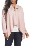 Bobeau One-button Fleece Cardigan In H Pink Smoke