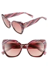 Marc Jacobs 53mm Cat Eye Sunglasses In Striped Brown/ Pink
