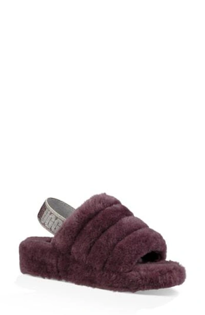 Ugg Fluff Yeah Genuine Shearling Slingback Sandal In Port