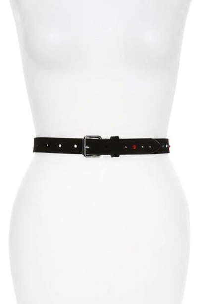 Rebecca Minkoff Millie Crystal Embellished Suede Belt In Black