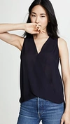 L Agence Mila Draped Silk Surplice Blouse In Midnight