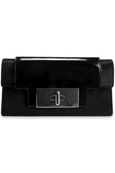 Marc Jacobs Mischief Patent-leather And Calf Hair Clutch In Black