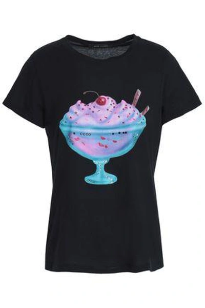 Marc Jacobs Woman Crystal-embellished Printed Cotton-jersey T-shirt Black