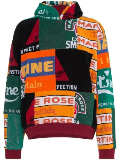 Martine Rose Beermat Cotton-terry Patchwork Hooded Sweatshirt In Orange