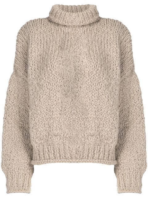 Snobby Sheep Mock Neck Knitted Sweater In 060 Beige | ModeSens