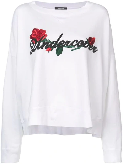 Undercover Embroidered Curved Hem Sweatshirt In White