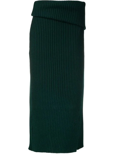 Jacquemus Folded Knit Skirt In Green