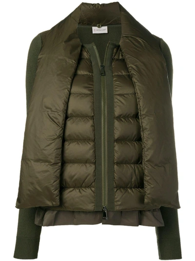 Moncler Scarf Tie Padded Jacket In Green
