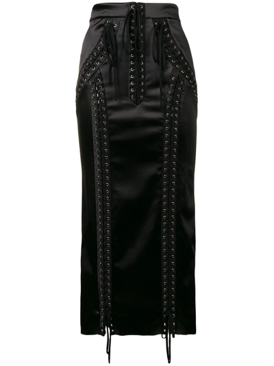 Dolce & Gabbana Slim Lace-up Skirt - Black