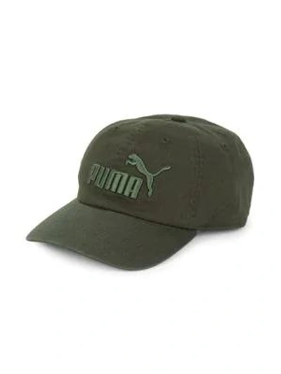 Puma Logo Cotton Baseball Cap In Dark Green