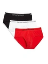 Emporio Armani 3-pack Cotton Briefs In Black White Red