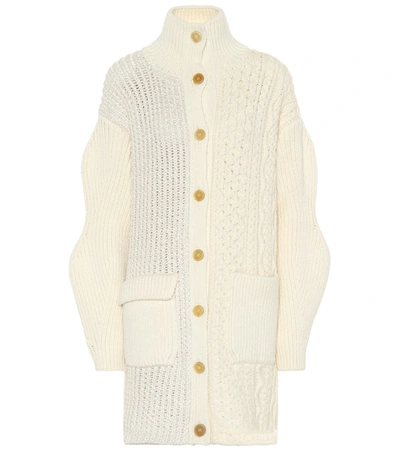 Chloé Cable-knit Wool-blend Cardigan In White