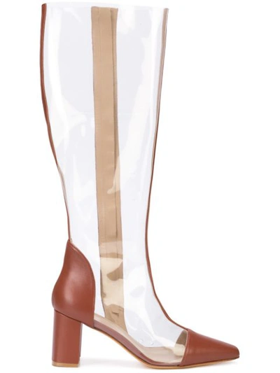 Maryam Nassir Zadeh Jupiter Leather-trimmed Boots In Brown