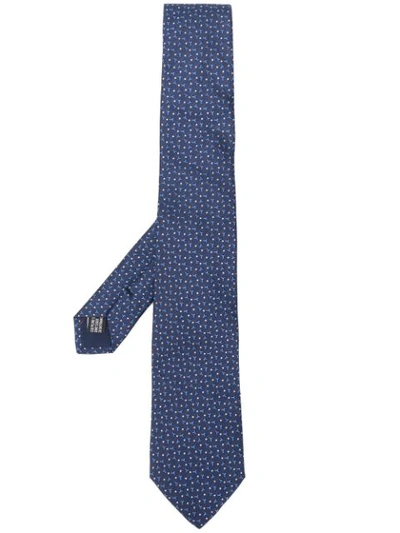 Saint Laurent Micro Y And Polka Dot Jacquard Tie In Blue