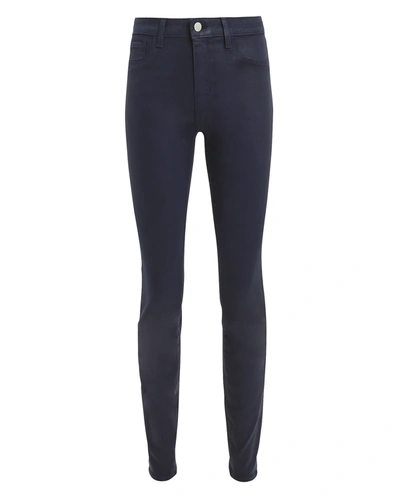 L Agence Marguerite Coated Skinny Jeans In Navy