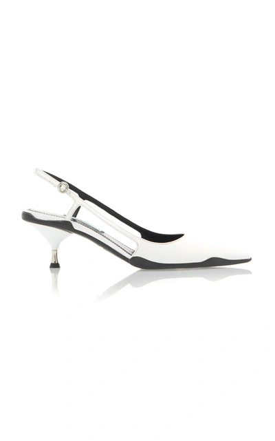 Prada Opanca Leather Slingback Pumps In White