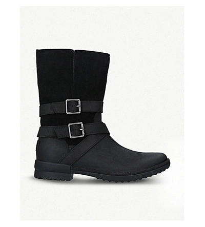 Ugg Women's Lorna Round Toe Leather Boots In Black