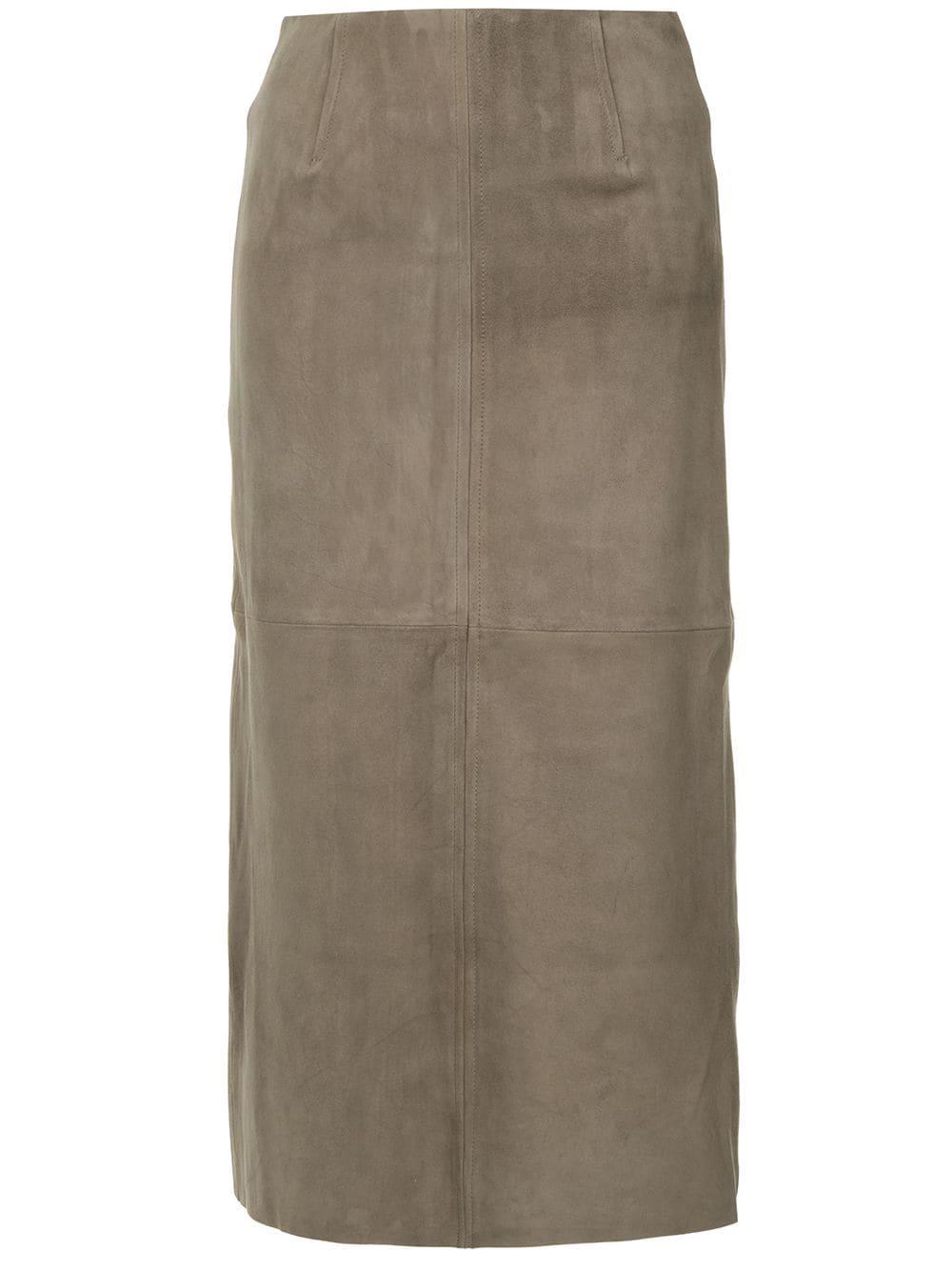 H Beauty & Youth H Beauty&youth Straight Midi Skirt - Brown | ModeSens