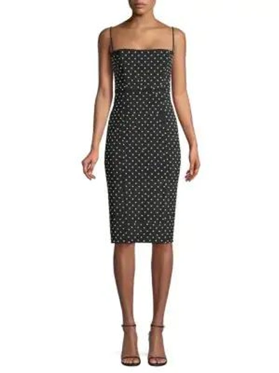 Misha Collection Evangeline Beaded Mesh Dress In Black Ivory