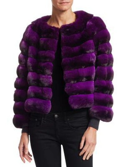 The Fur Salon Collarless Chinchilla Fur Jacket In Purple