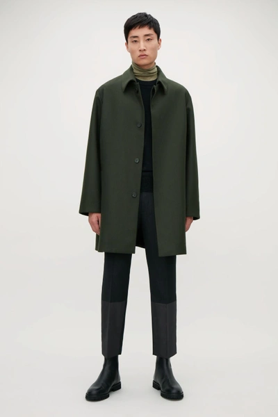 Cos Single-breasted Wool Mac In Green