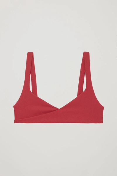 Cos Twist-front Bikini Top In Red