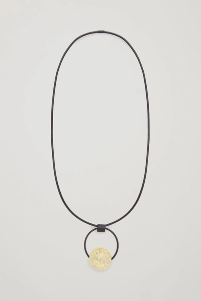 Cos Long Beaded Leather Necklace In Black
