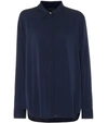 The Row Essentials Petan Stretch Silk Shirt In Navy