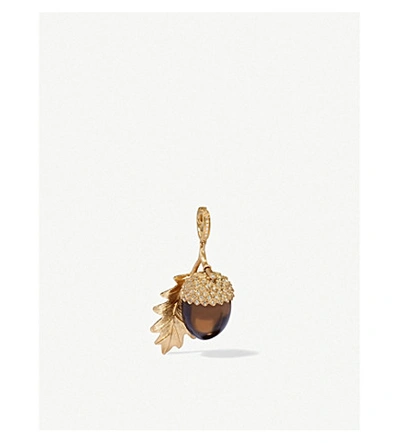 Annoushka 18ct Yellow Gold, Diamond And Smoky Quartz Acorn Pendant