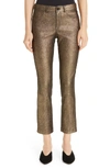 Lafayette 148 Mercer Cropped Metallic Leather Skinny Pants In Gold