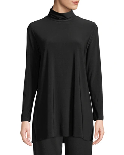 Caroline Rose Long-sleeve Knit Turtleneck, Plus Size In Black