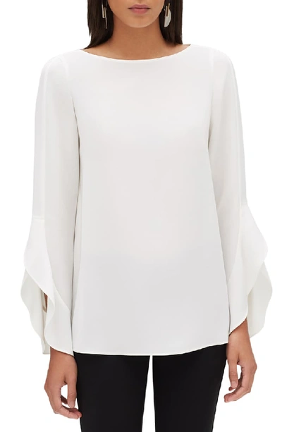 Lafayette 148 Plus Size Emory Finesse Crepe Blouse In Cloud