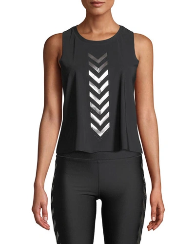 Ultracor Pixelate Chevron Metallic Racerback Active Tank In Black/pink