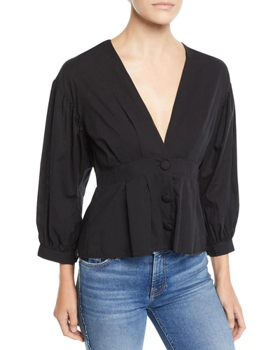 Lovers & Friends Teegan Cropped Button-front Blouse In Black