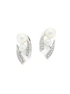 Yoko London Women's 18k White Gold, Pearl & Diamond Stud Earrings