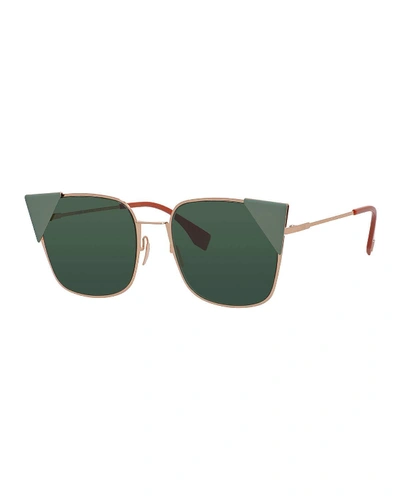 Fendi Monochromatic Square Sunglasses W/ Capped Frame Front