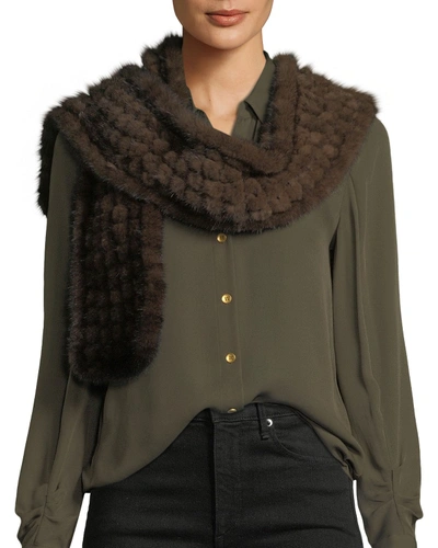 Kelli Kouri Grid Knit Mink-fur Scarf In Black