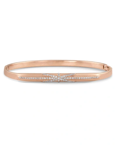 Dominique Cohen 18k Rose Gold Northstar Diamond Hinged Huggie Bangle Bracelet