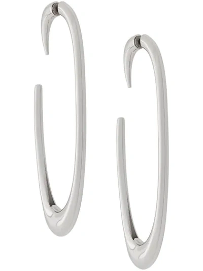 Saint Laurent Pointed Large Hoop Earrings In Silver