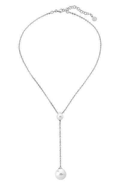 Majorica Simulated Cultured Pearl Lariat Necklace In Sterling Silver, 15