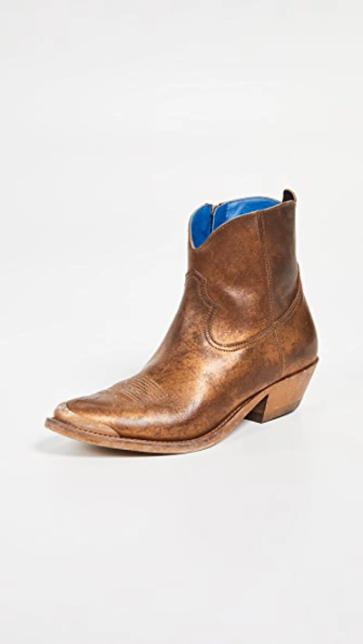 Golden Goose Young Metallic Western Boots In Chocolate
