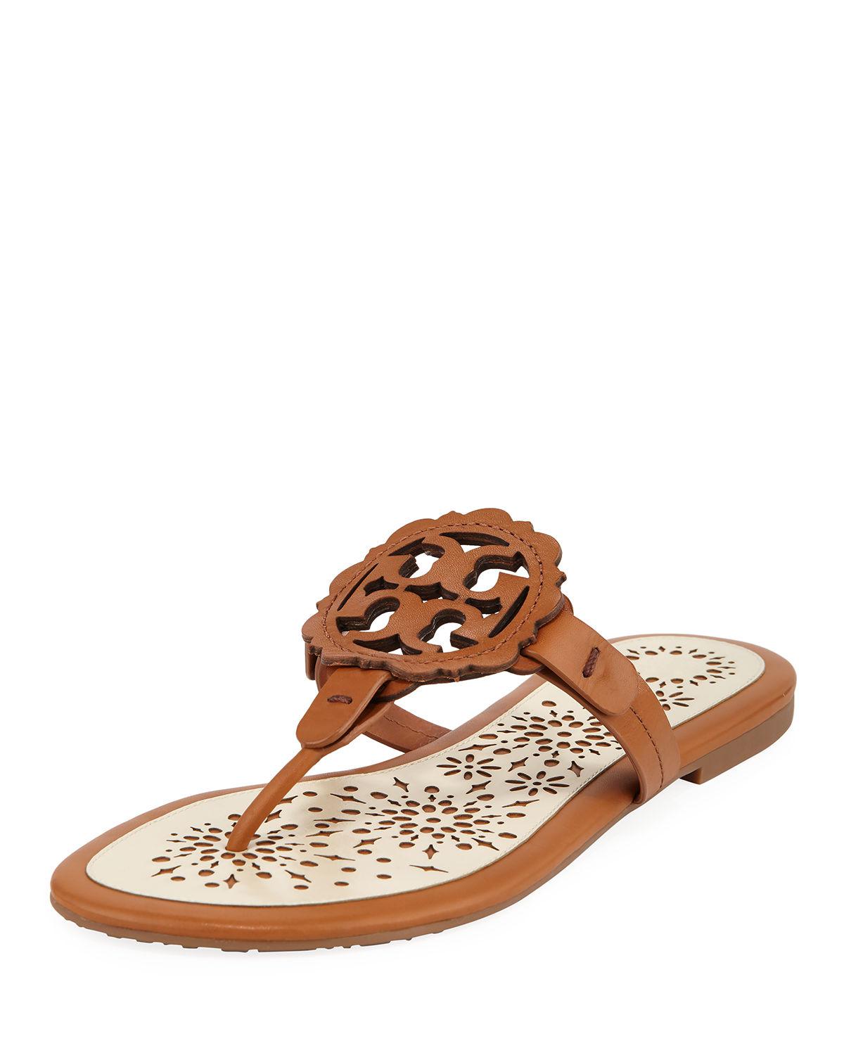 women's miller scallop leather thong sandals